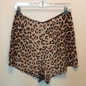 EQUIPMENT LEOPARD PRINT SILK SHORTS